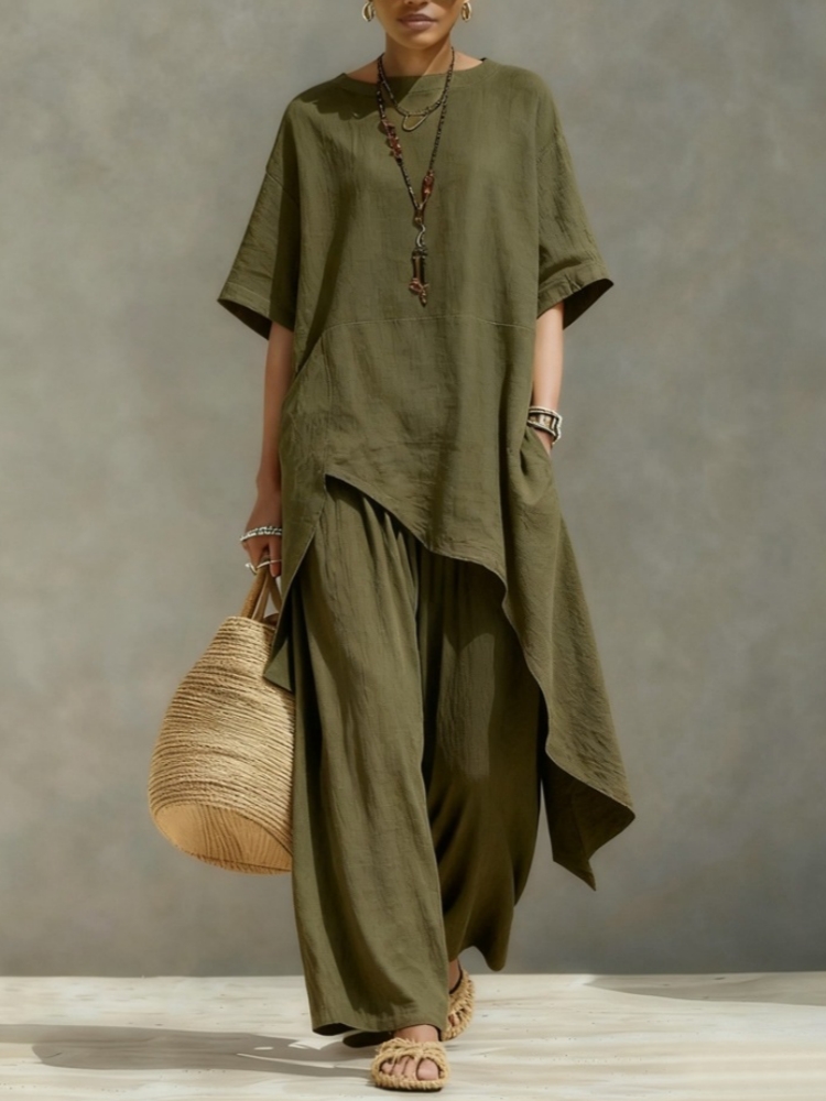 Women Cotton Linen Pant Sets 2 - Linen Pant Wide บทวิจารณ์และราคา