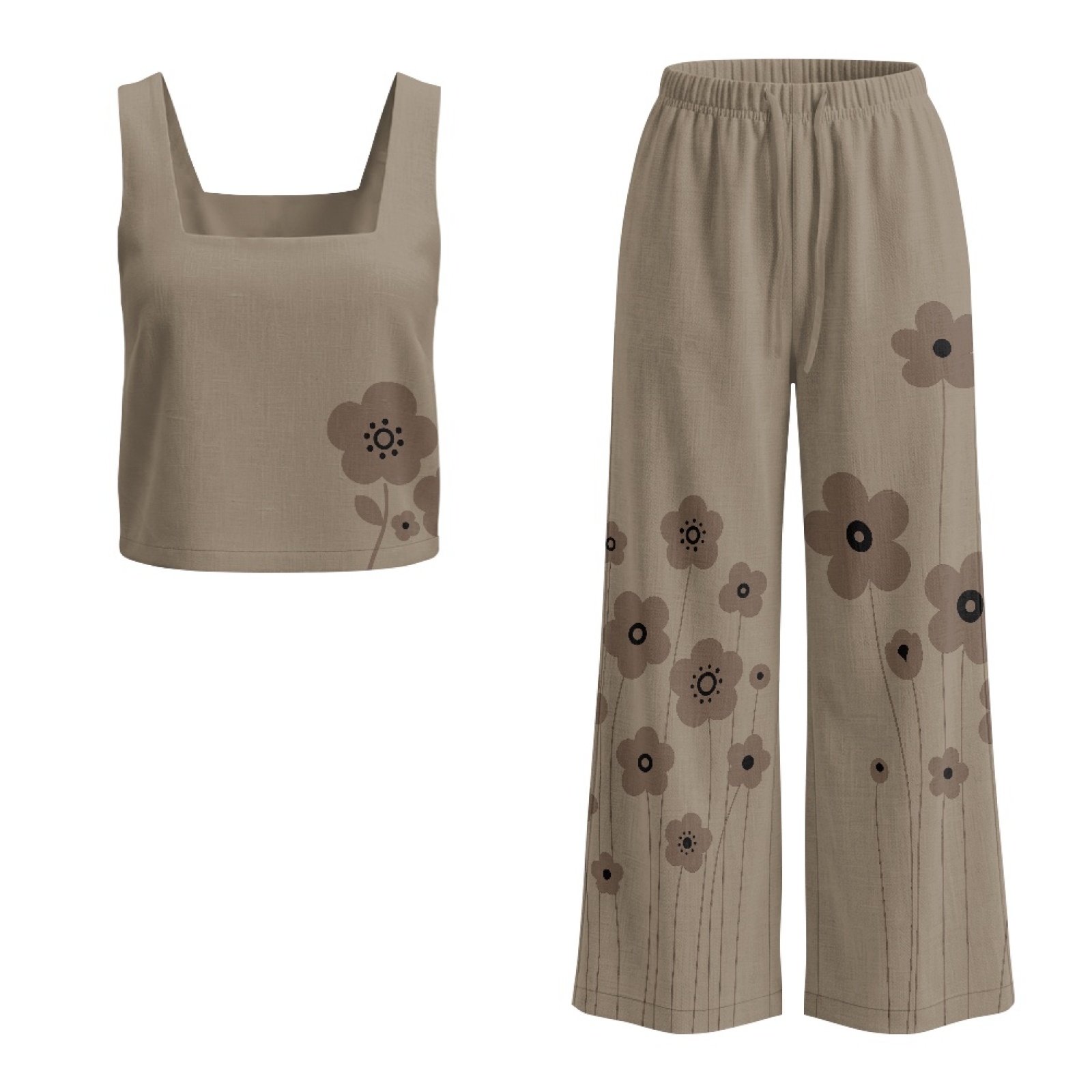 INSTANTARTS Women’s Linen Vest - Linen Pant Wide บทวิจารณ์และราคา