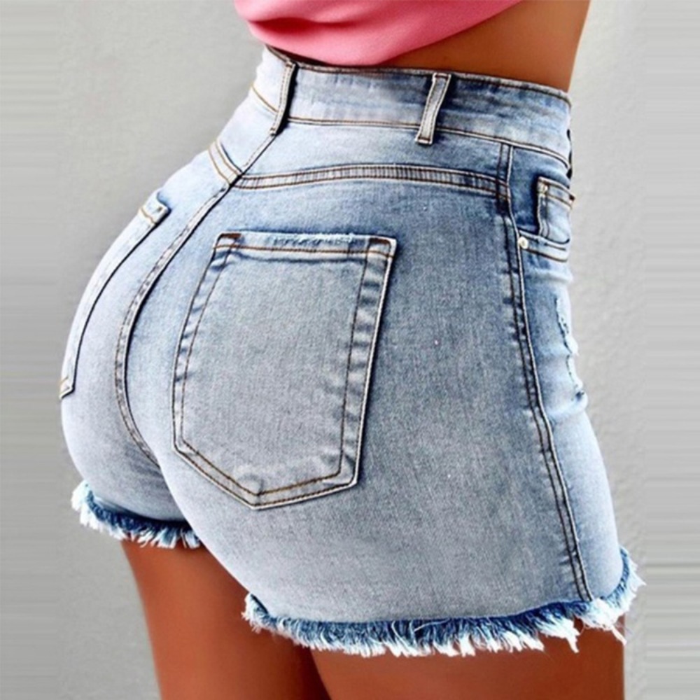 Women's High Waisted Distresse - Shorts Denim Frayed บทวิจารณ์และราคา