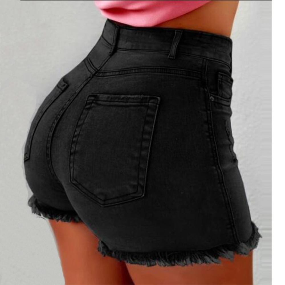 Women's High Waisted Distresse - Shorts Denim Frayed บทวิจารณ์และราคา