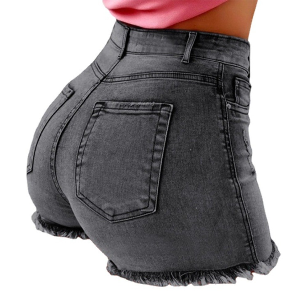 Women's High Waisted Distresse - Shorts Denim Frayed บทวิจารณ์และราคา