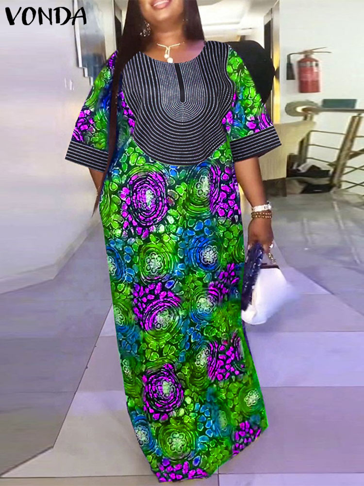 Plus Size Women Long Dress 202 - Romper Floral Print บทวิจารณ์และราคา
