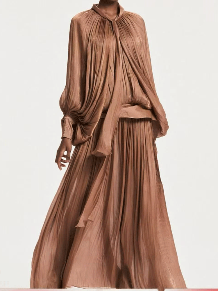 Retro solid color design sense - Linen Dress Wrap บทวิจารณ์และราคา