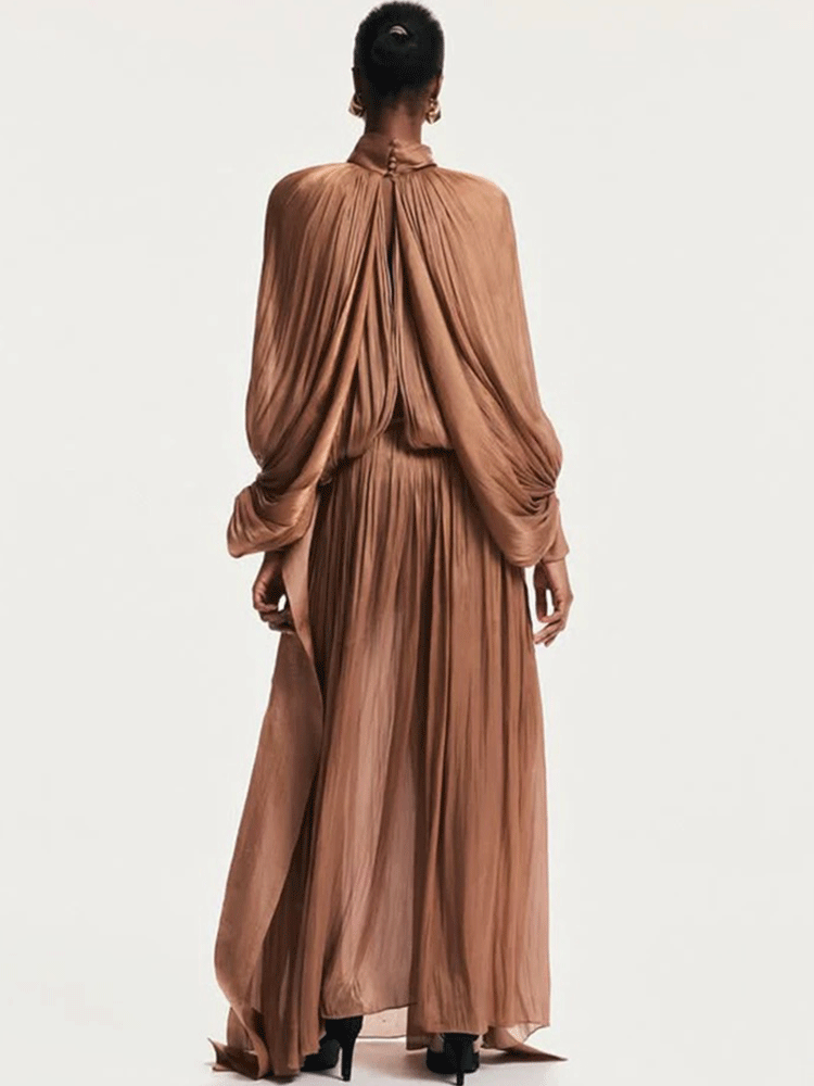 Retro solid color design sense - Linen Dress Wrap บทวิจารณ์และราคา