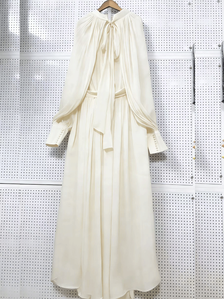 Retro solid color design sense - Linen Dress Wrap บทวิจารณ์และราคา