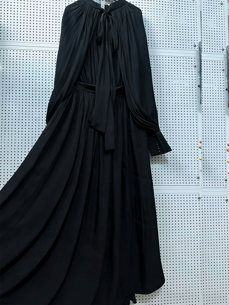 Retro solid color design sense - Linen Dress Wrap บทวิจารณ์และราคา
