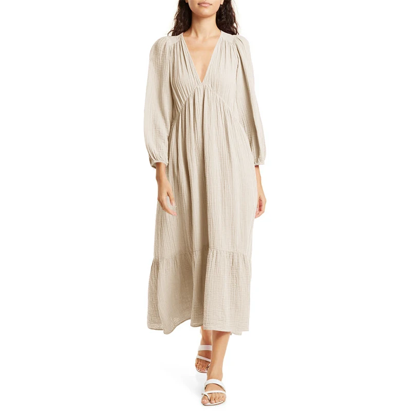 Muslin 100% Cotton Long Sleeve - Linen Dress Wrap บทวิจารณ์และราคา