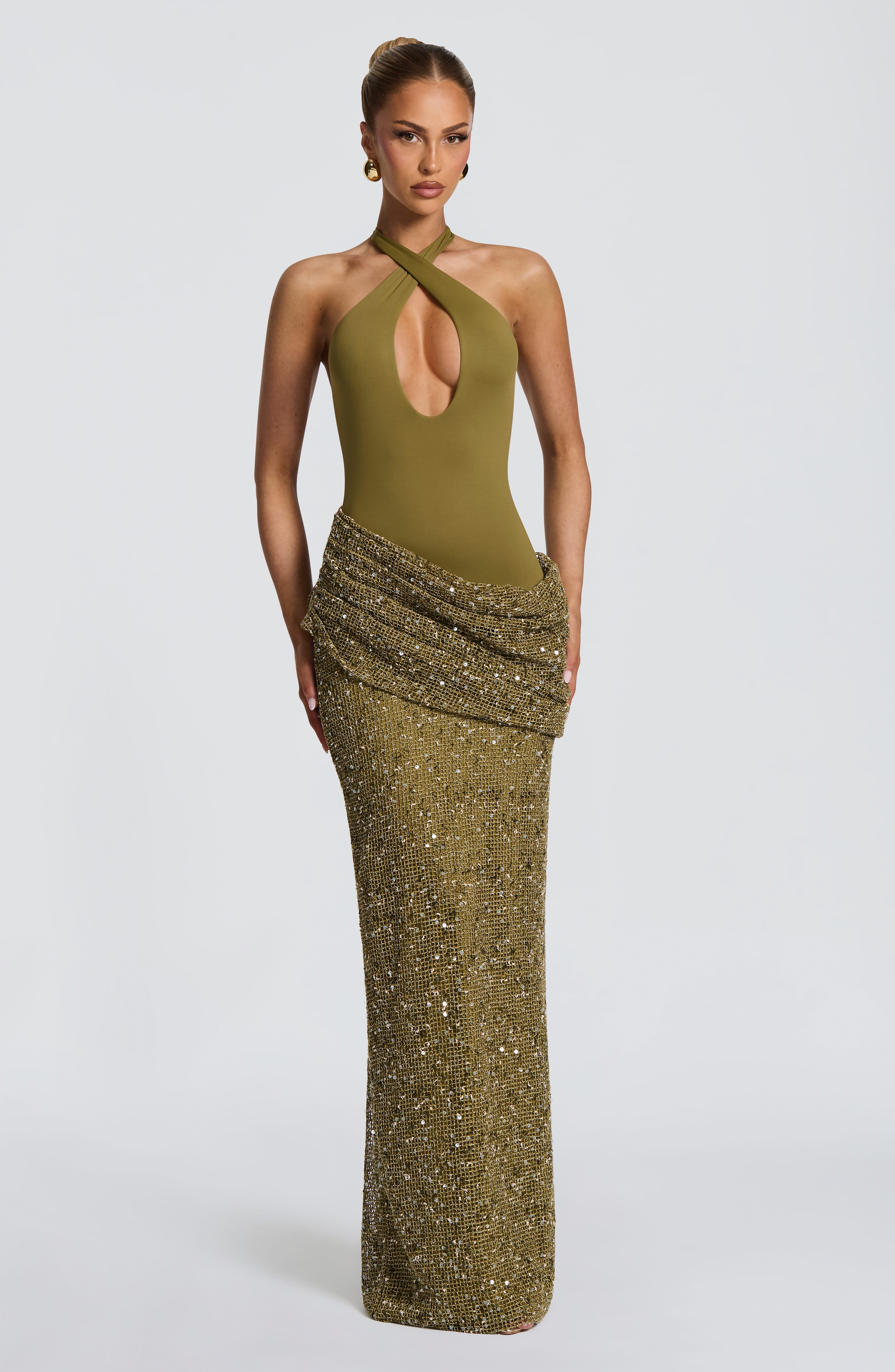 Halter Neck Sequin Mermaid Max - Maxi Dress Halter บทวิจารณ์และราคา
