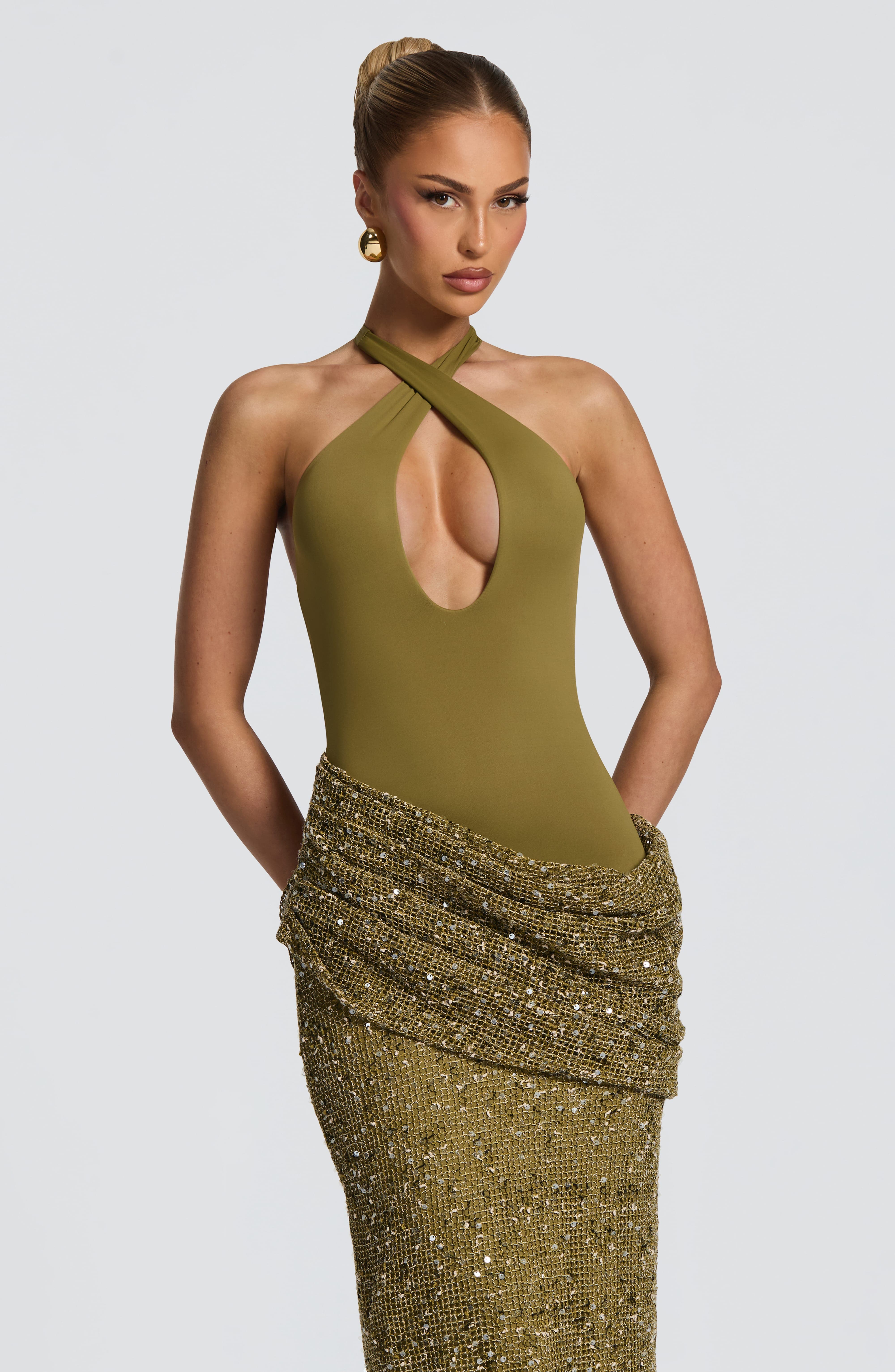 Halter Neck Sequin Mermaid Max - Maxi Dress Halter บทวิจารณ์และราคา