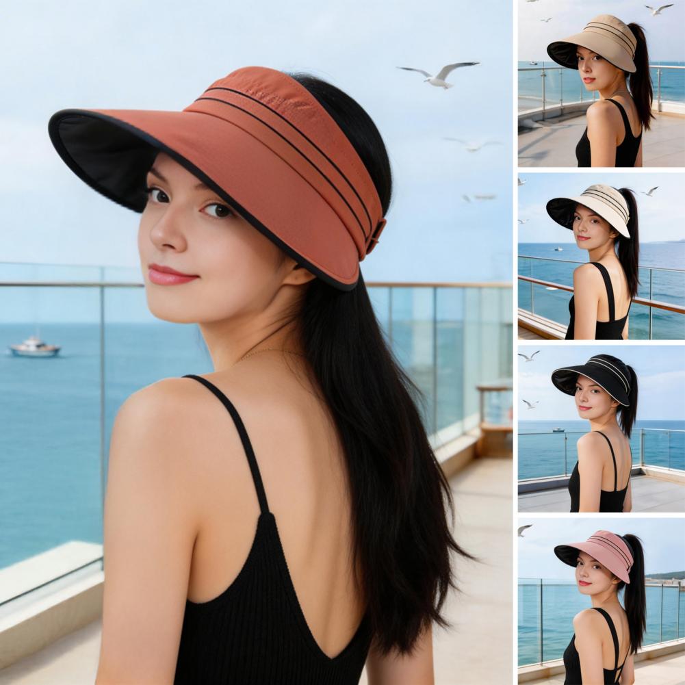 Women Sun Hat with Ponytail Ho - Hat Floppy Wide บทวิจารณ์และราคา