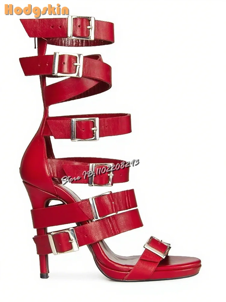 Retro Buckle Strap Stiletto Sa - Sandal Strappy Heeled บทวิจารณ์และราคา