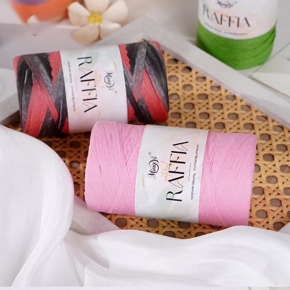 DIY Multi-Colored Raffia Yarn  - Crochet Bag Raffia บทวิจารณ์และราคา