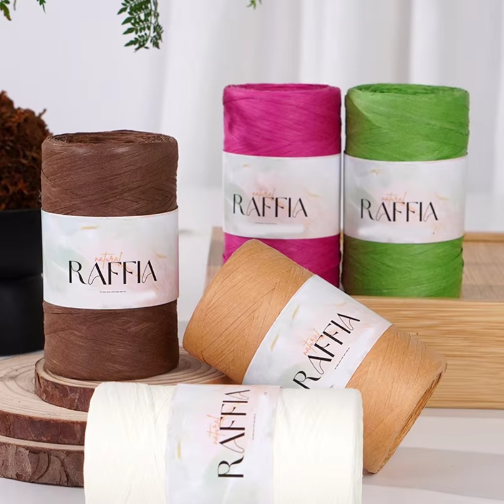 DIY Multi-Colored Raffia Yarn  - Crochet Bag Raffia บทวิจารณ์และราคา