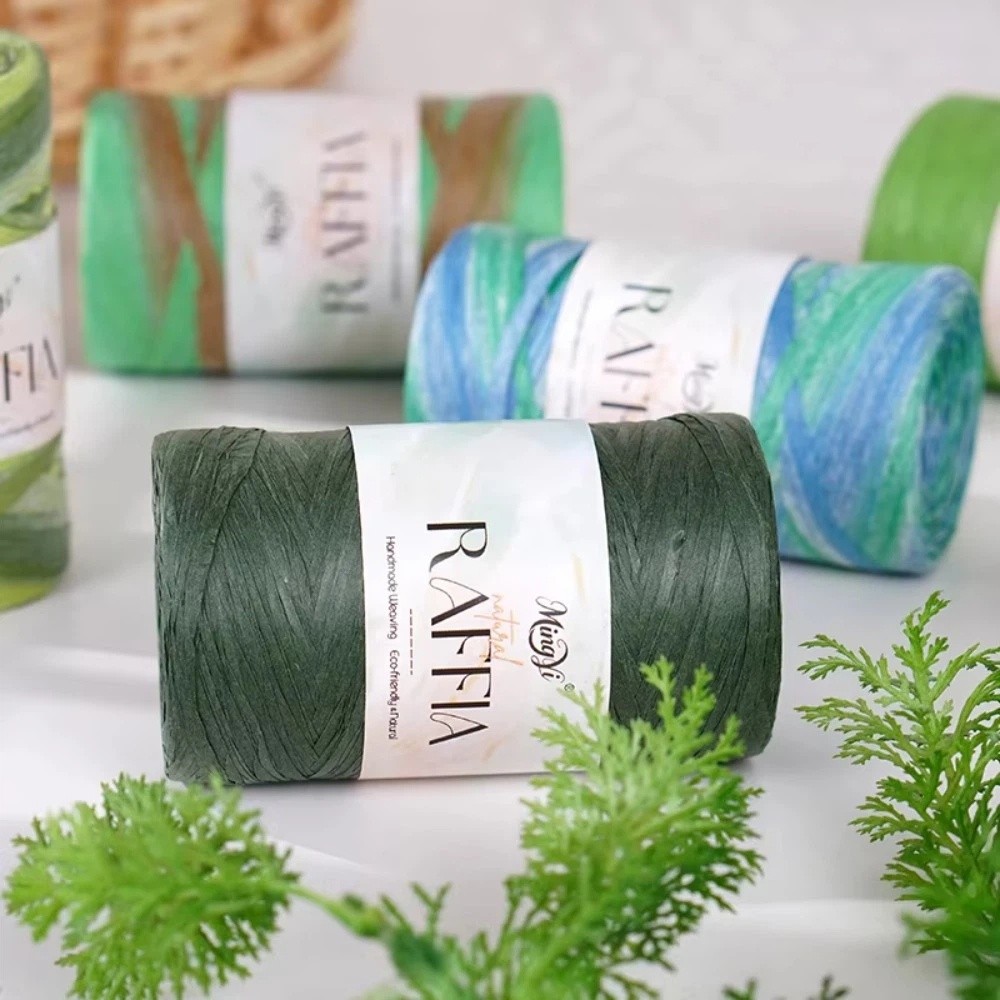 DIY Multi-Colored Raffia Yarn  - Crochet Bag Raffia บทวิจารณ์และราคา