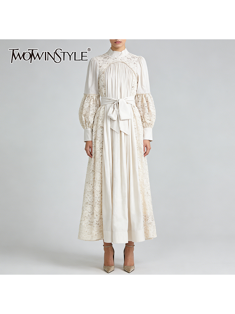 TWOTWINSTYLE Solid Patchwork L - Linen Dress Wrap บทวิจารณ์และราคา