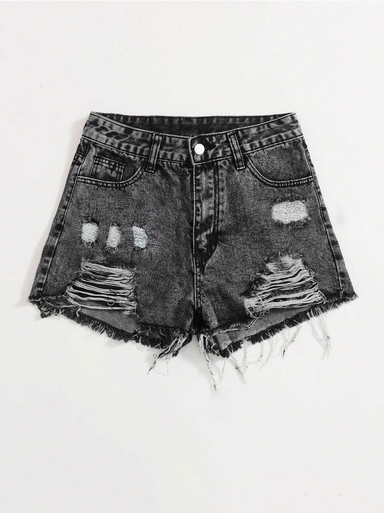 2026 New Vintage Washed Denim  - Shorts Denim Frayed บทวิจารณ์และราคา