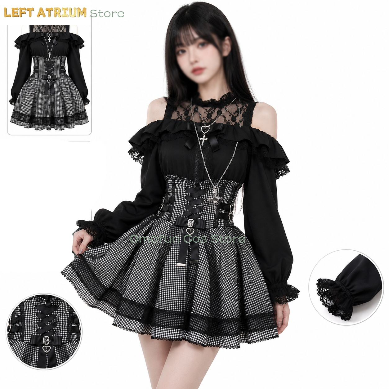 Jirai kei Lolita Dress Skirts  - Blouse Off Shoulder บทวิจารณ์และราคา