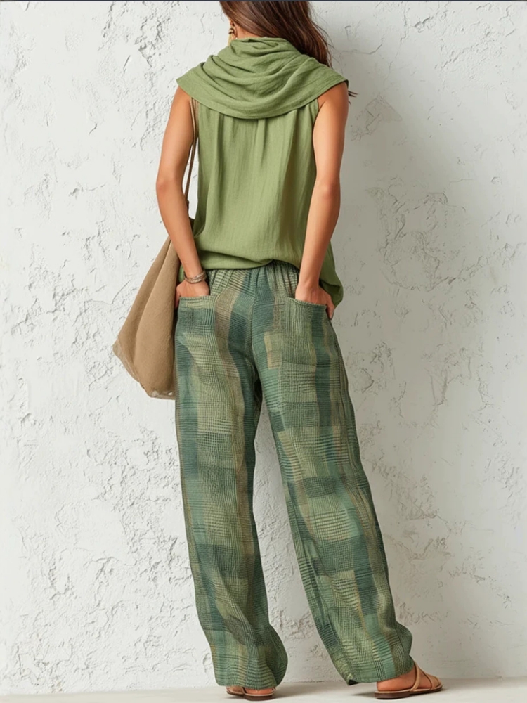 New Summer Women Pants 2 Piece - Linen Pant Wide บทวิจารณ์และราคา