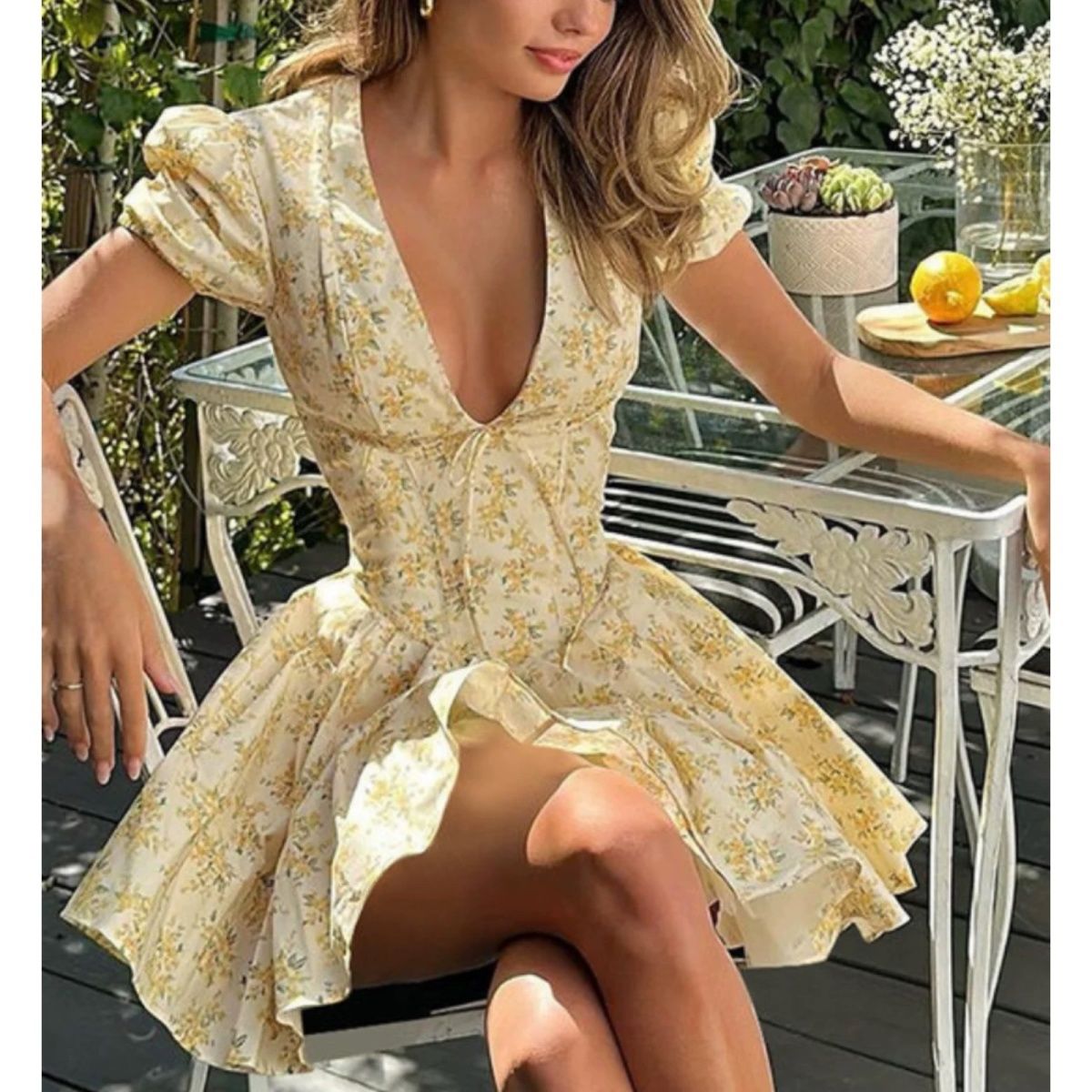 4XL French Floral Dress Plus S - Romper Floral Print บทวิจารณ์และราคา