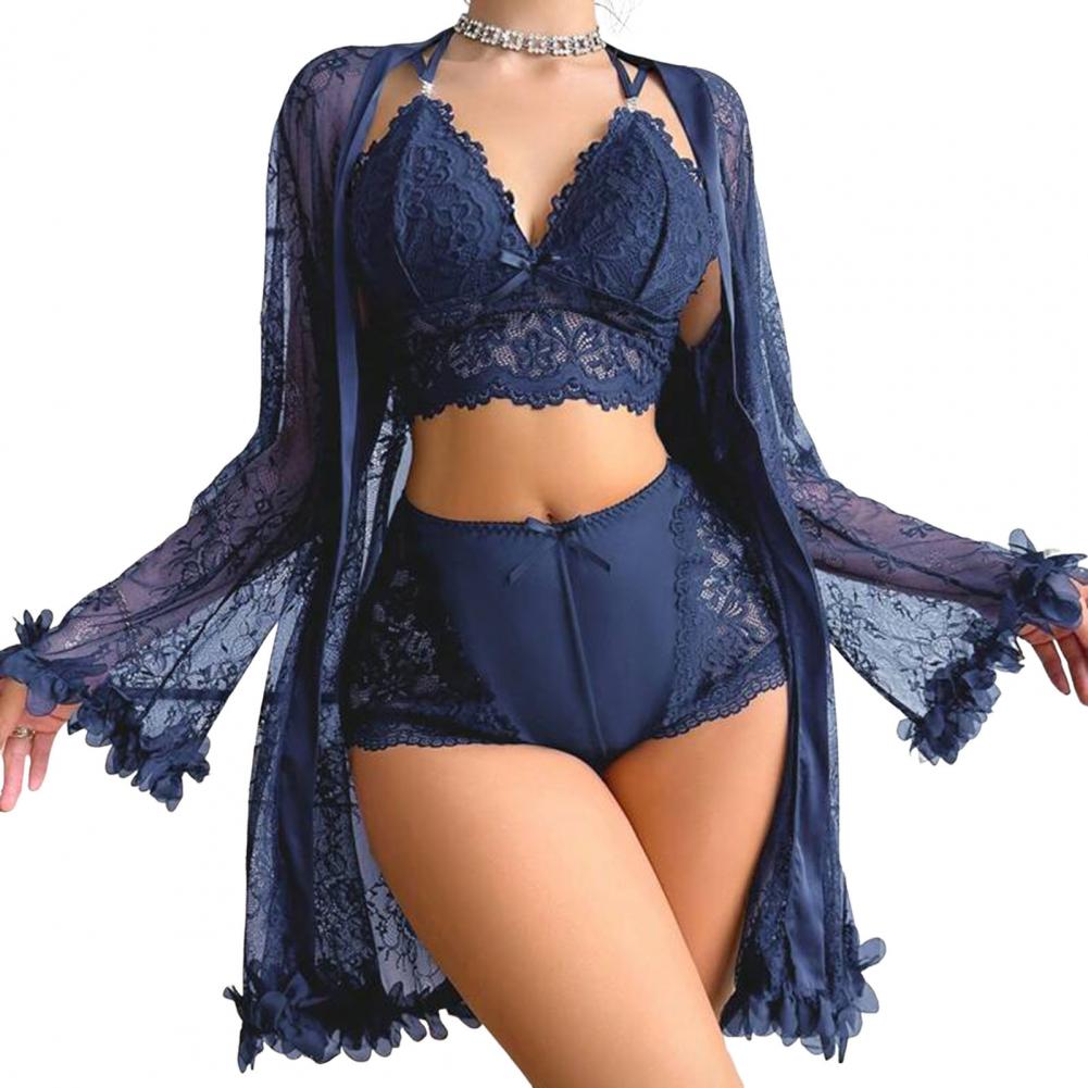 Sexy Sleepwear Set Floral Lace - Kimono Sheer Floral บทวิจารณ์และราคา