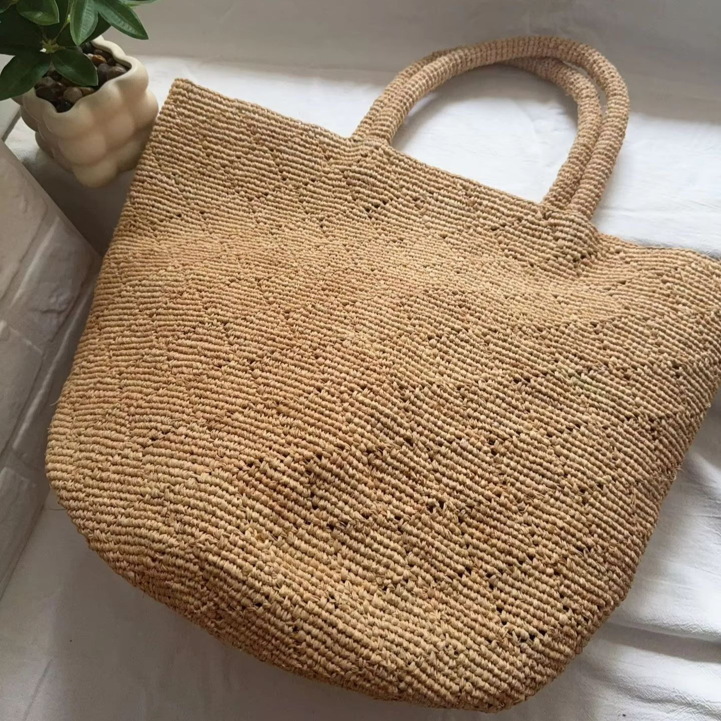Fashion Style Ins Crochet Hand - Crochet Bag Raffia บทวิจารณ์และราคา