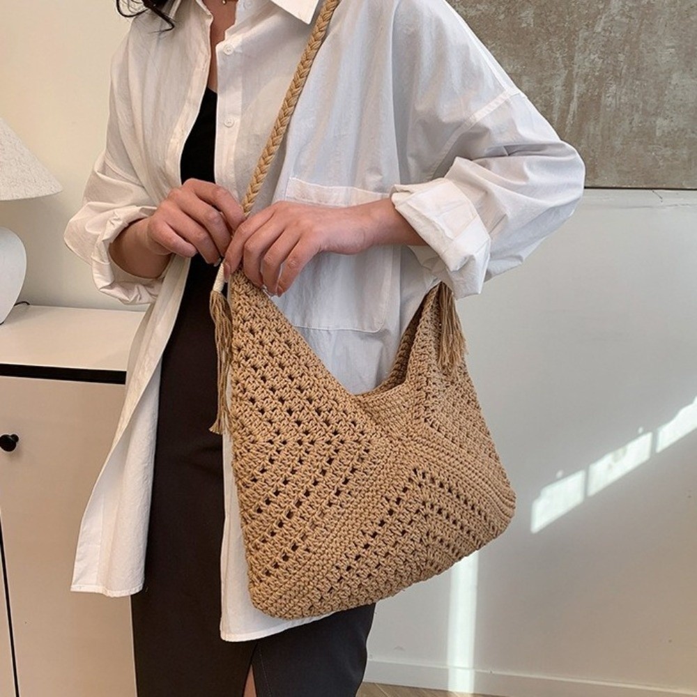Summer Bohemian Knitted Should - Tote Bag Beach บทวิจารณ์และราคา