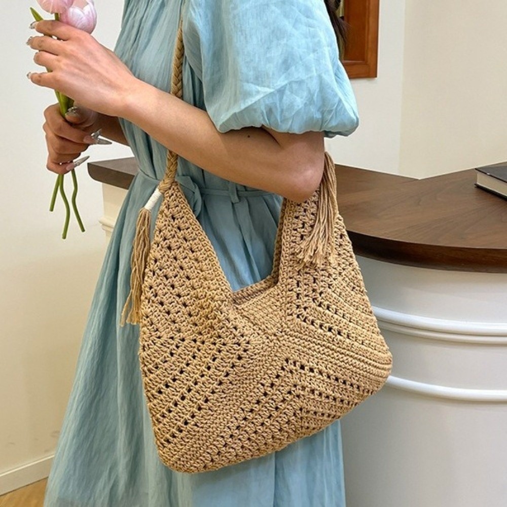 Summer Bohemian Knitted Should - Tote Bag Beach บทวิจารณ์และราคา