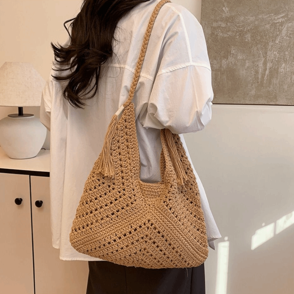 Summer Bohemian Knitted Should - Tote Bag Beach บทวิจารณ์และราคา
