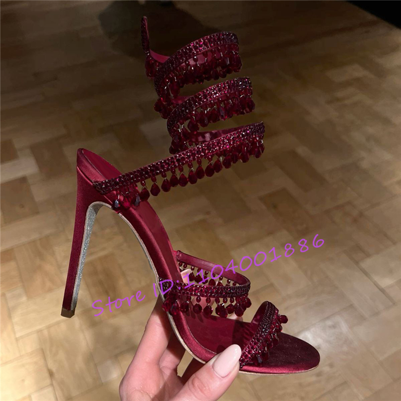 Rhinestone Snake Shape Ankle S - Sandal Strappy Heeled บทวิจารณ์และราคา