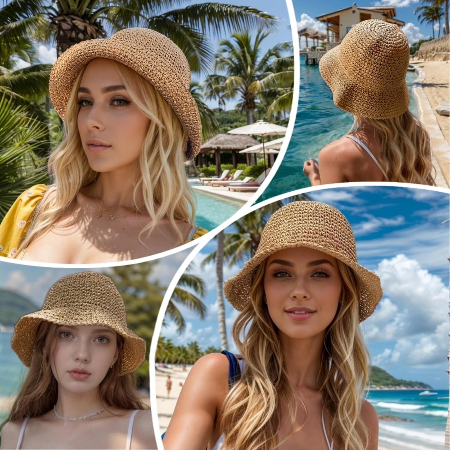 Floppy Big Beach Straw Hats fo - Hat Floppy Wide บทวิจารณ์และราคา