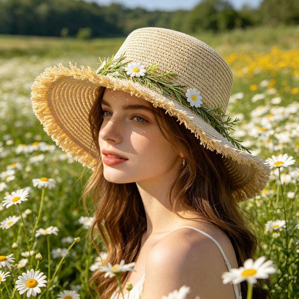 Sun Hat Wide Brim Floppy Straw - Hat Floppy Wide บทวิจารณ์และราคา
