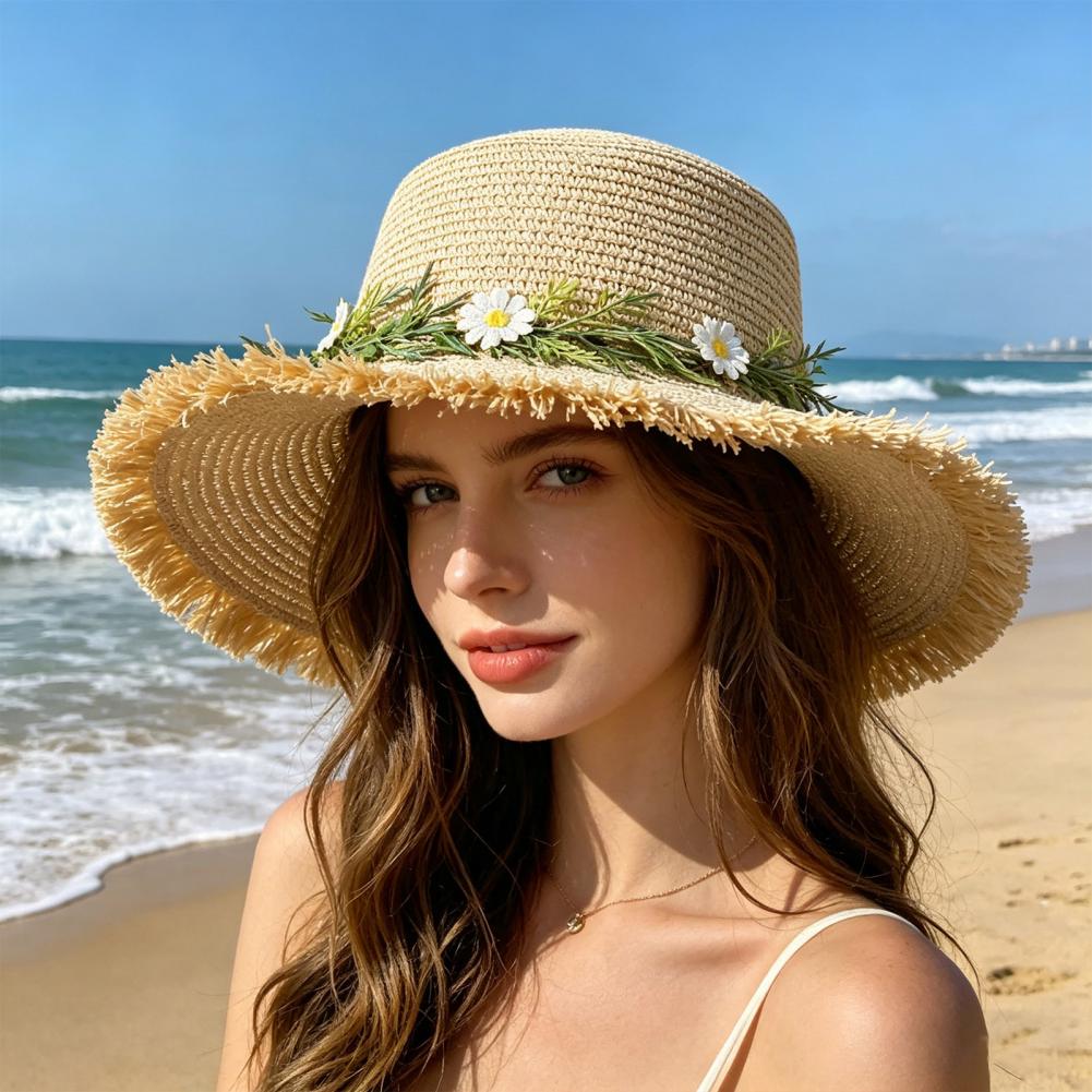 Sun Hat Wide Brim Floppy Straw - Hat Floppy Wide บทวิจารณ์และราคา
