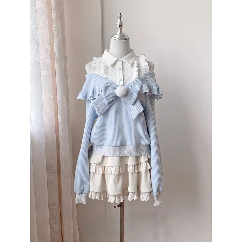 Kawaii Soft Girl Lolita 2 Piec - Blouse Off Shoulder บทวิจารณ์และราคา