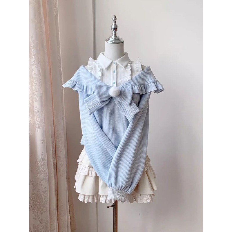 Kawaii Soft Girl Lolita 2 Piec - Blouse Off Shoulder บทวิจารณ์และราคา