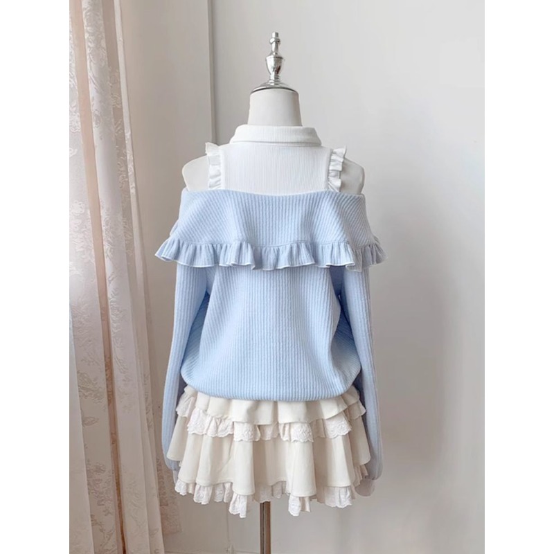 Kawaii Soft Girl Lolita 2 Piec - Blouse Off Shoulder บทวิจารณ์และราคา