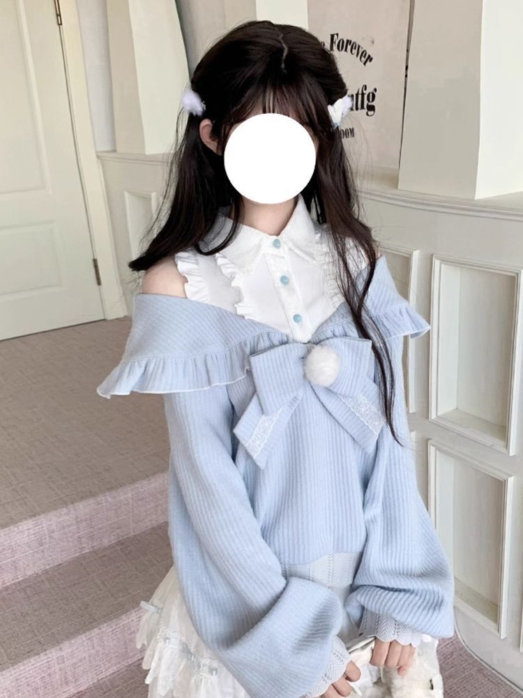 Kawaii Soft Girl Lolita 2 Piec - Blouse Off Shoulder บทวิจารณ์และราคา
