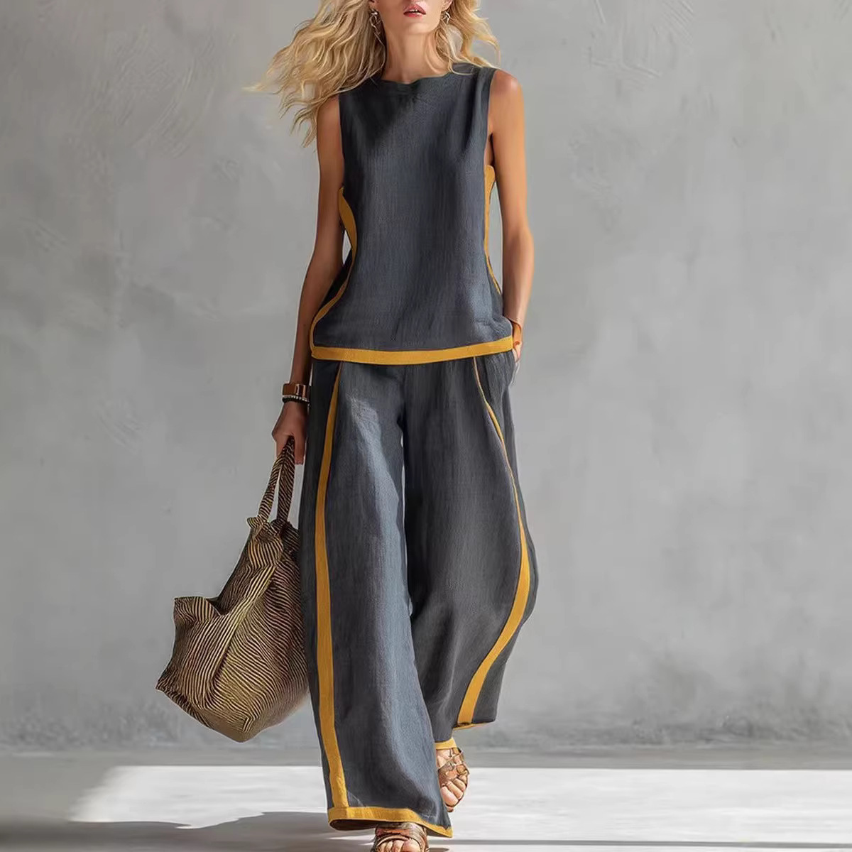 Women Linen 2 Piece Sets Color - Linen Pant Wide บทวิจารณ์และราคา