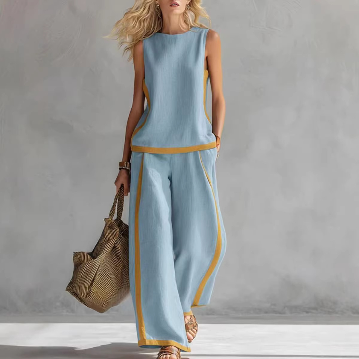 Women Linen 2 Piece Sets Color - Linen Pant Wide บทวิจารณ์และราคา