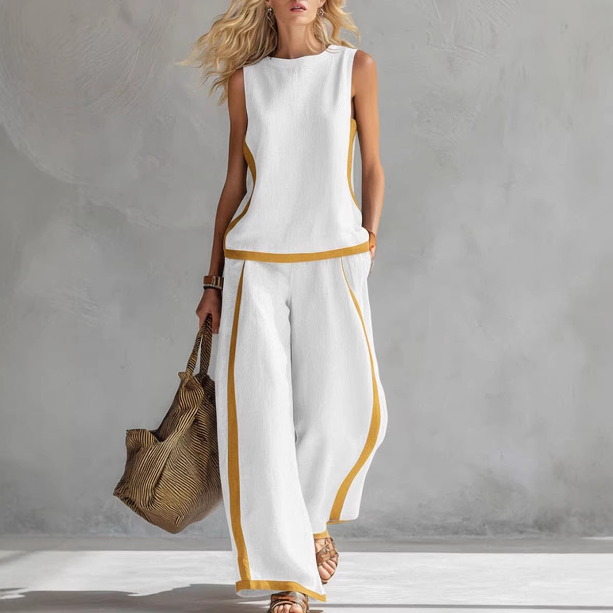 Women Linen 2 Piece Sets Color - Linen Pant Wide บทวิจารณ์และราคา