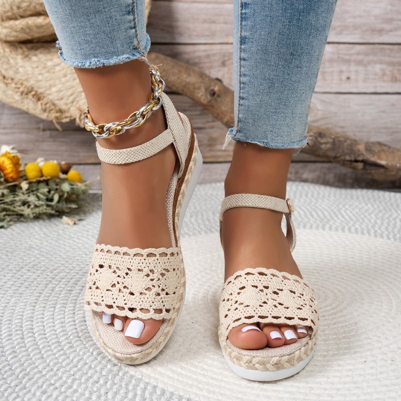 Women Lace Wedge Sandals Espad - Wedge Espadrille Women บทวิจารณ์และราคา