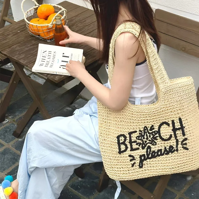 Women's handwoven straw tote b - Tote Bag Beach บทวิจารณ์และราคา