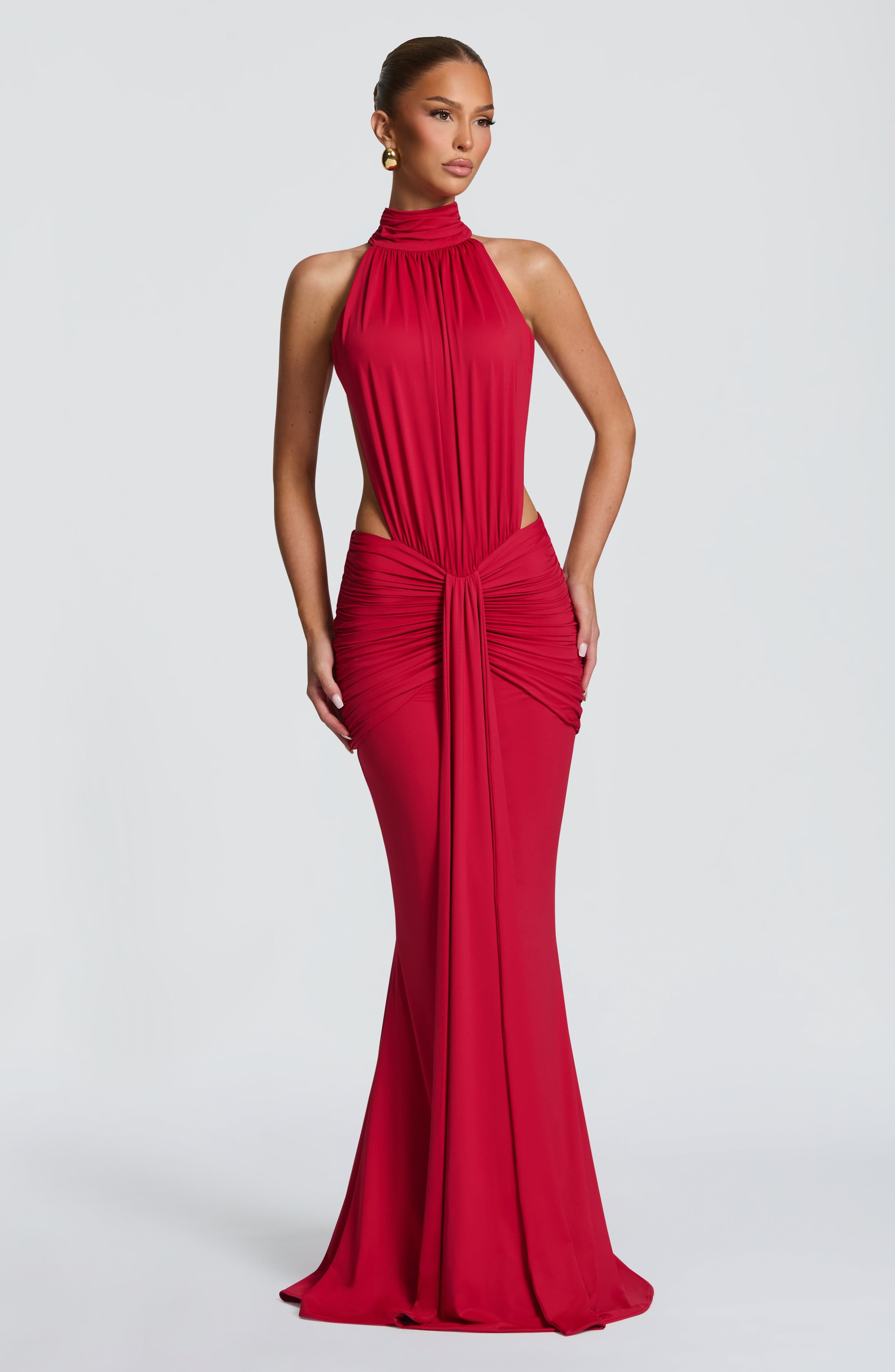 Halter High Neck Cutout Waist  - Maxi Dress Halter บทวิจารณ์และราคา