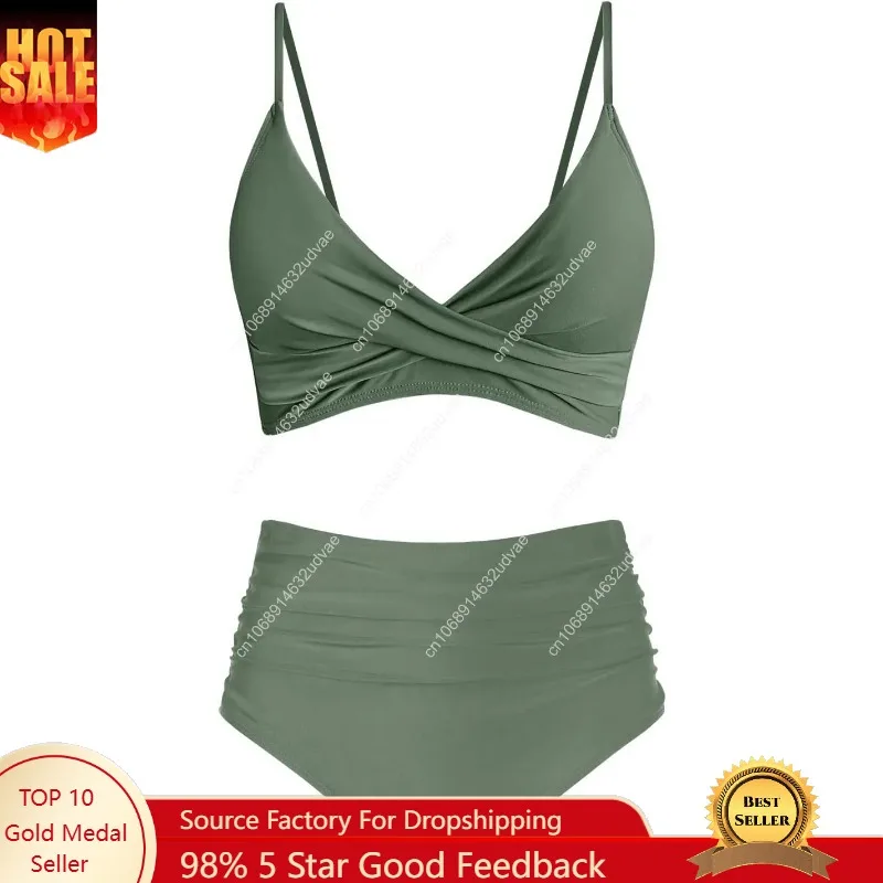 Women's High Waisted Bikini Se - Swimsuit Bikini Ruched บทวิจารณ์และราคา