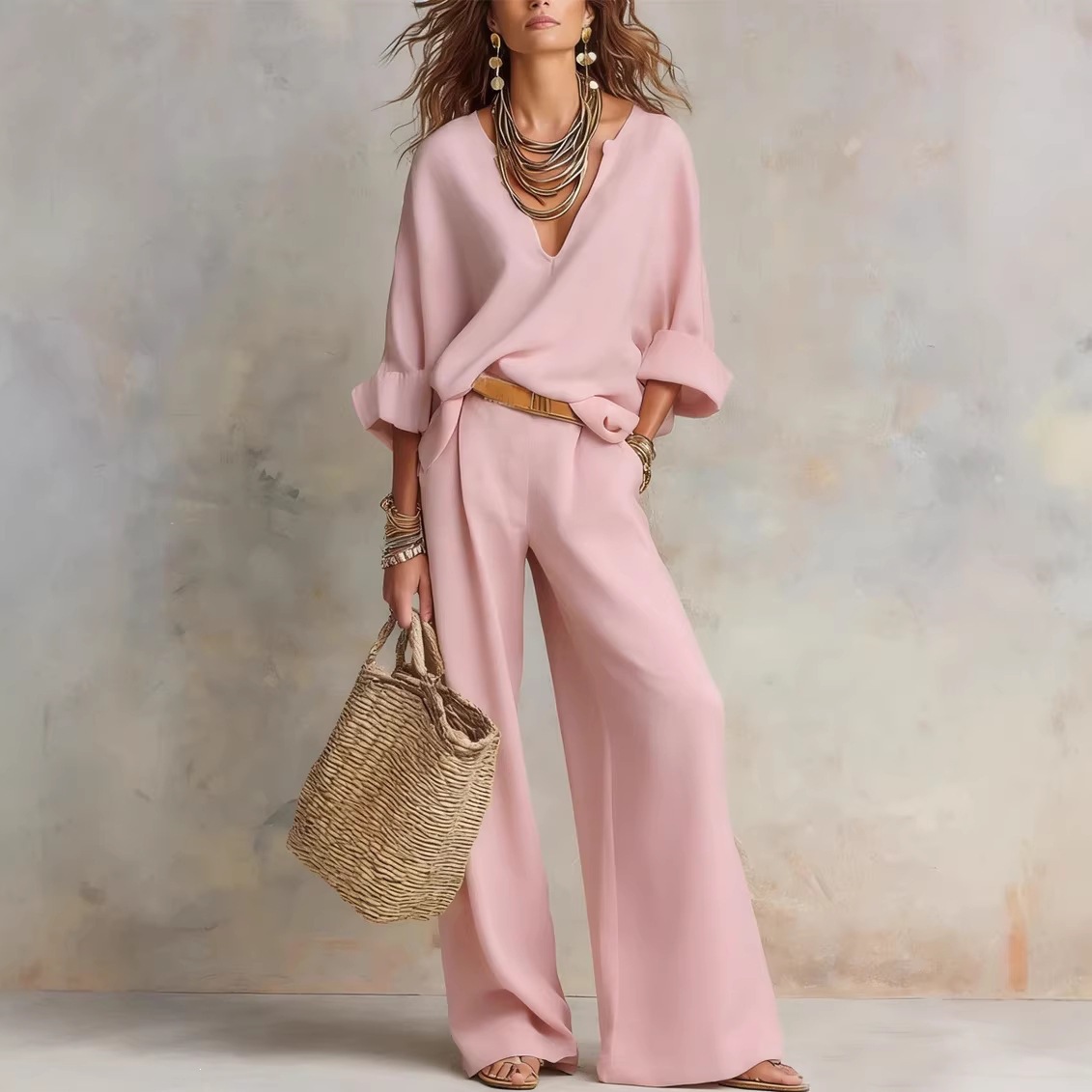 Vintage Women Simple Casual Pu - Linen Pant Wide บทวิจารณ์และราคา