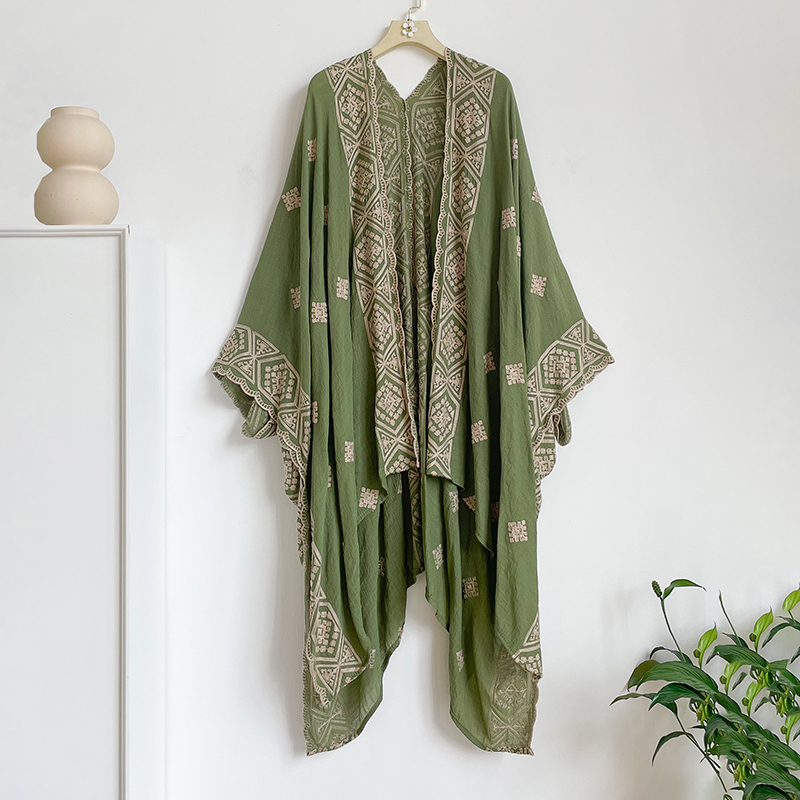 Vintage Tribal Geometric Embro - Cover Up Kaftan บทวิจารณ์และราคา