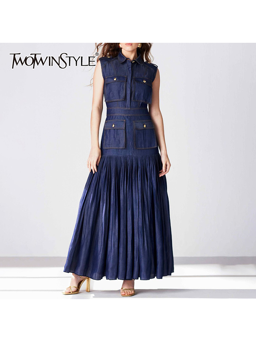 TWOTWINSTYLE Patchwork Pockets - Linen Dress Wrap บทวิจารณ์และราคา
