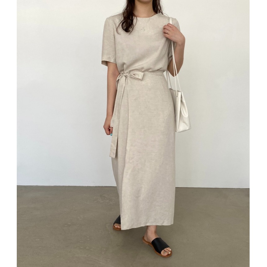 Elegant Cotton Linen Wrap Dres - Linen Dress Wrap บทวิจารณ์และราคา