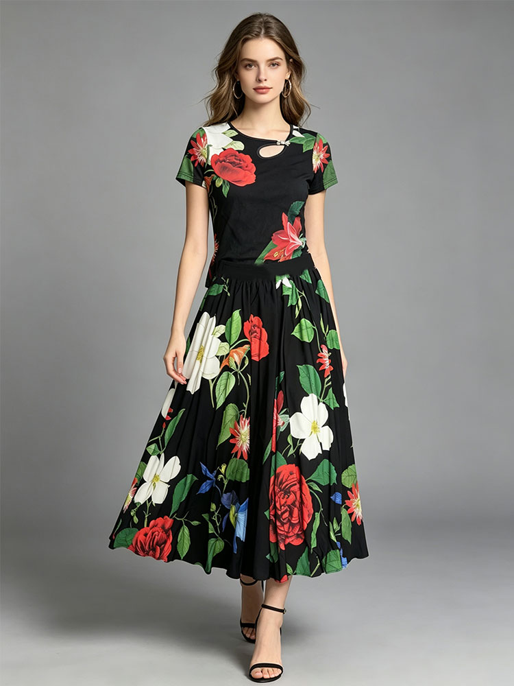 Retro summer new two-piece T-s - Romper Floral Print บทวิจารณ์และราคา