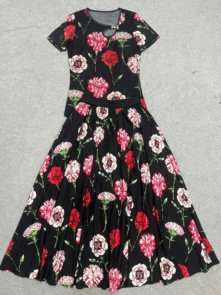 Retro summer new two-piece T-s - Romper Floral Print บทวิจารณ์และราคา