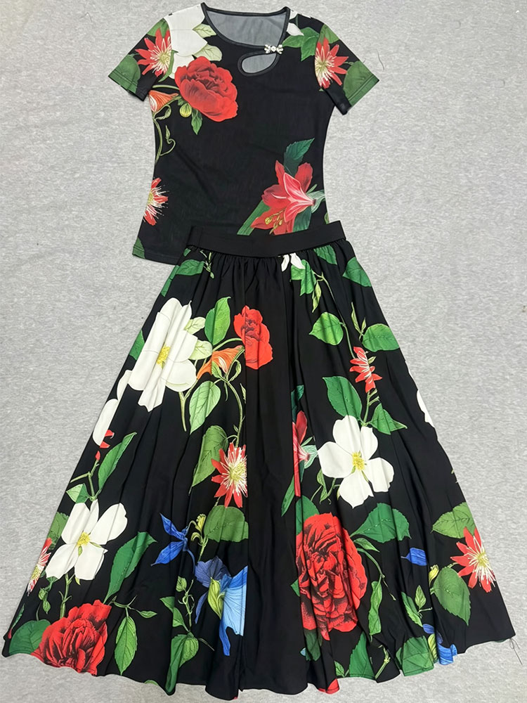 Retro summer new two-piece T-s - Romper Floral Print บทวิจารณ์และราคา
